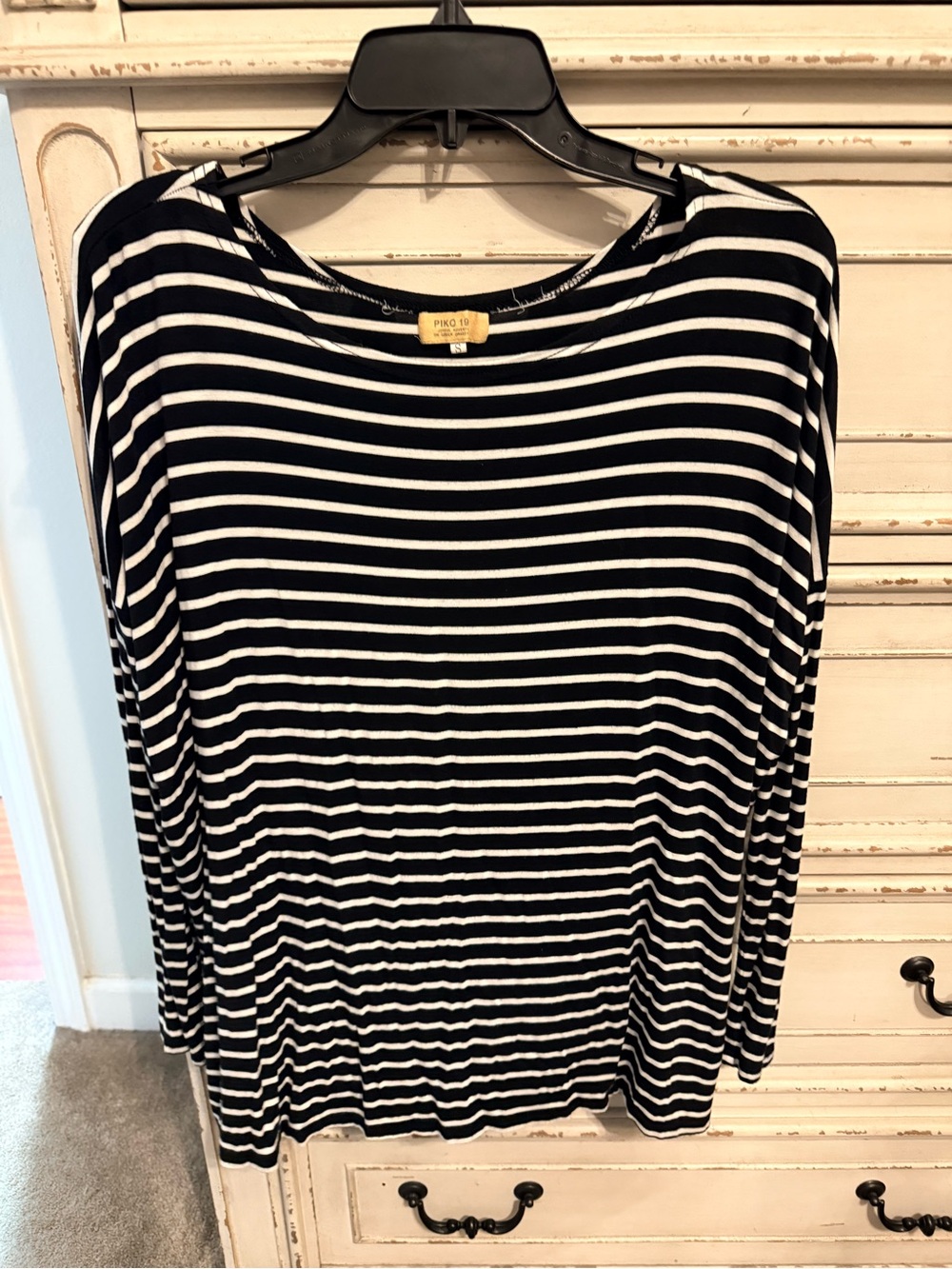 Piko Long Sleeve Stripe Top - Black & White